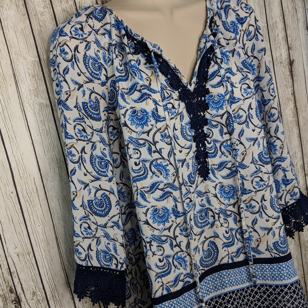 Daniel Rainn Crochet Trim Tunic Sz M - Picture 4 of 8